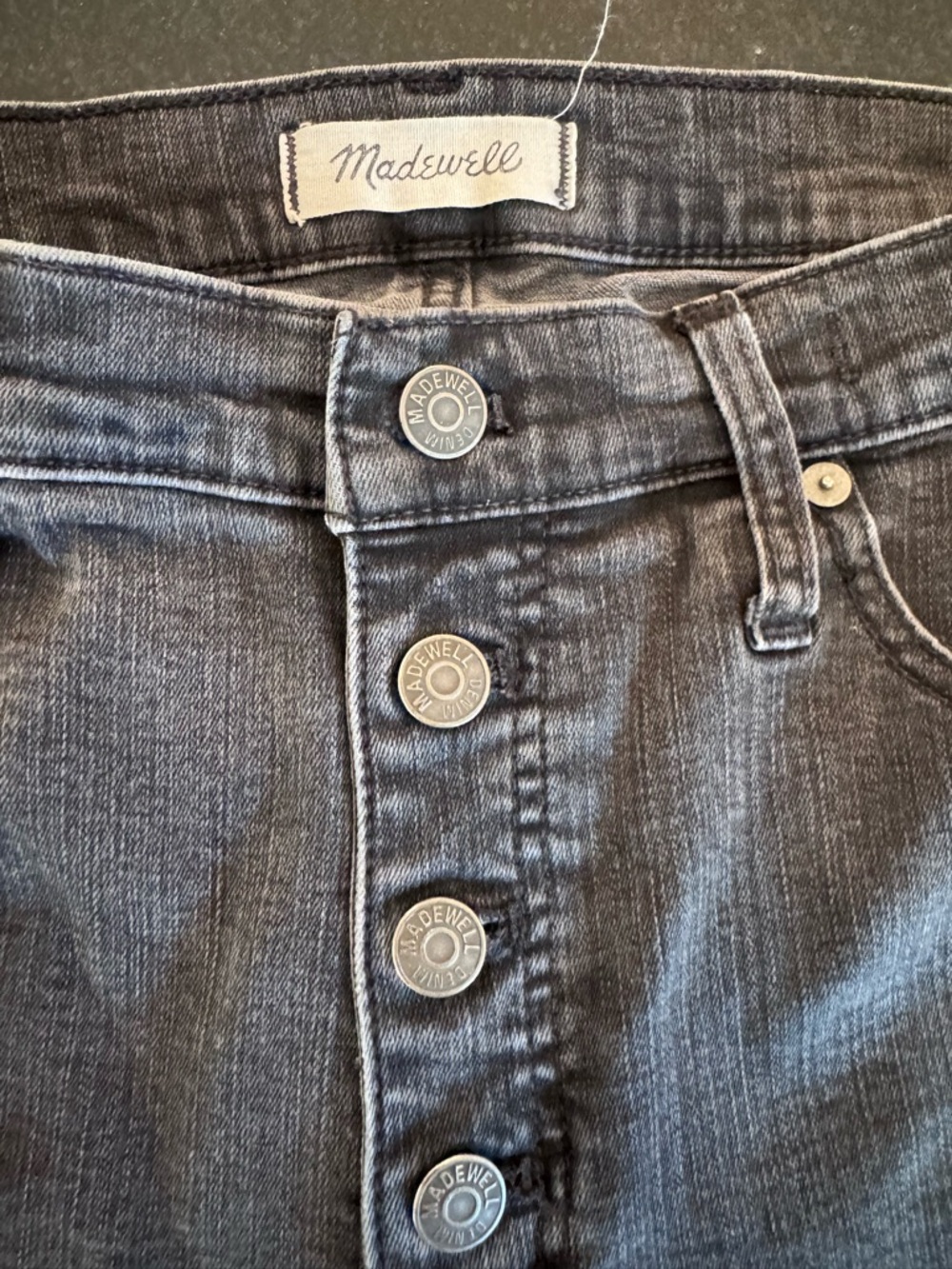 Madewell Black High-Rise Denim jeans  with Branded Button